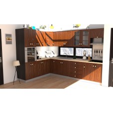 Bucatarie Zebra wenge / Fronturi MDF cedru frunza - Varianta 4